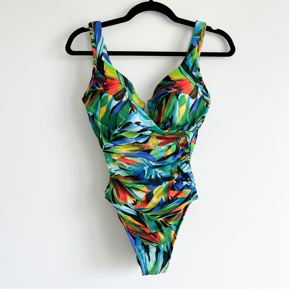 Miraclesuit Must Haves Escape Swimsuit 
Multicolor Tropical Leaves One Piece